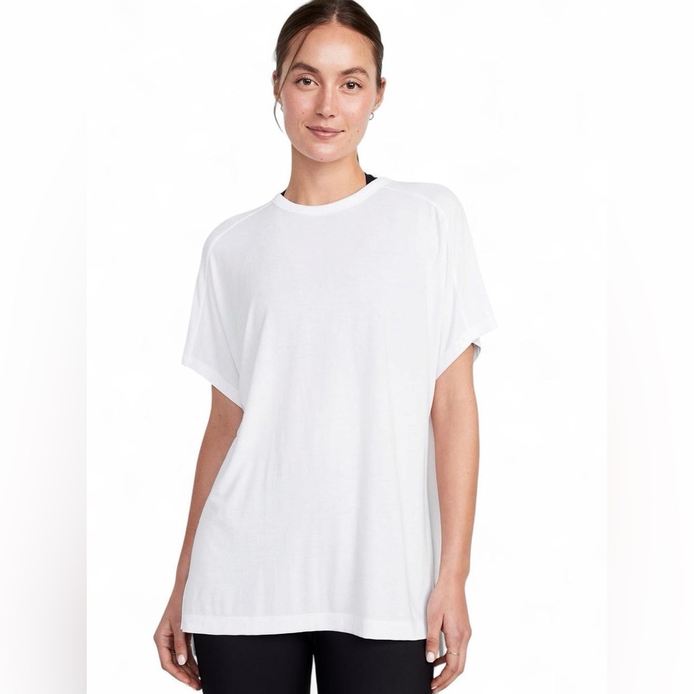 Old Navy UltraLite Oversized Rib-Paneled Tunic T-Shirt White Size L